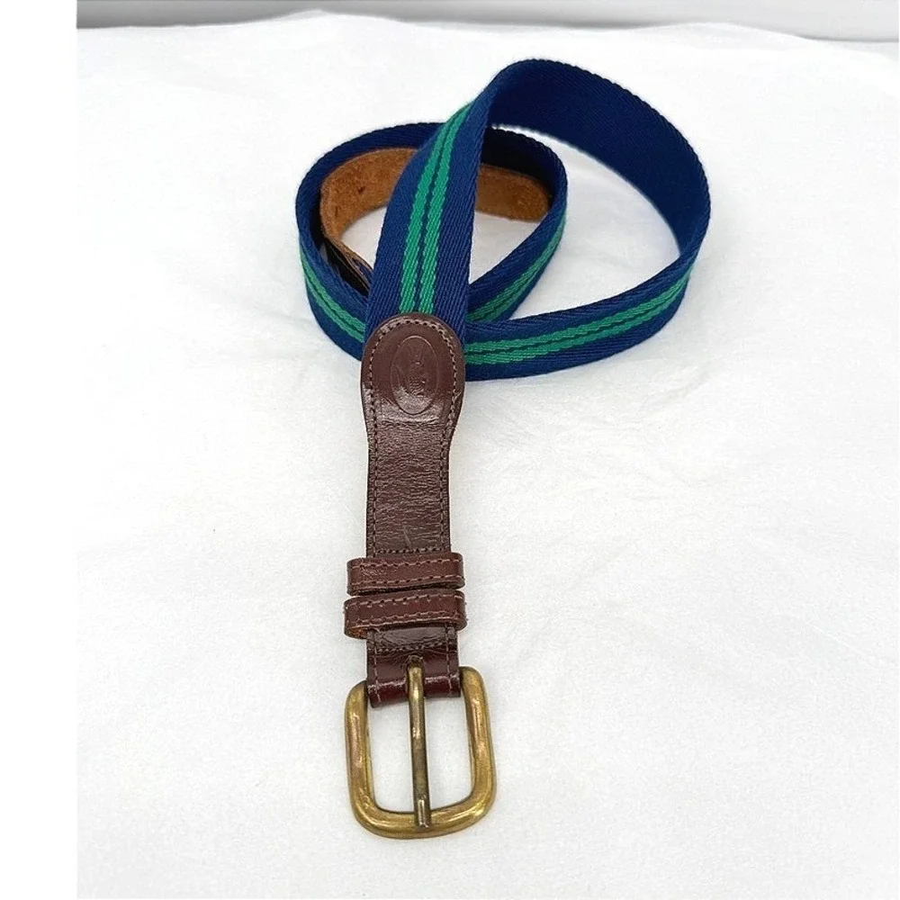 Lacoste Belt Canvas Leather Double Striped Preppy Casual Retro 80s Size 38/95
